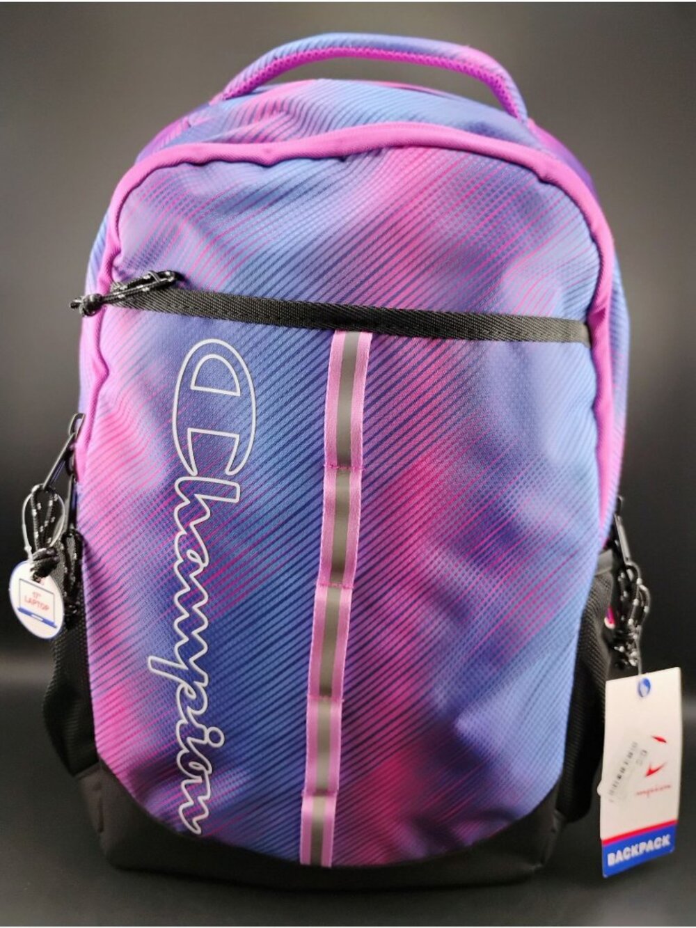 Champion Gradient Backpack W/ Padded Laptop Sleeve Pink & Blue